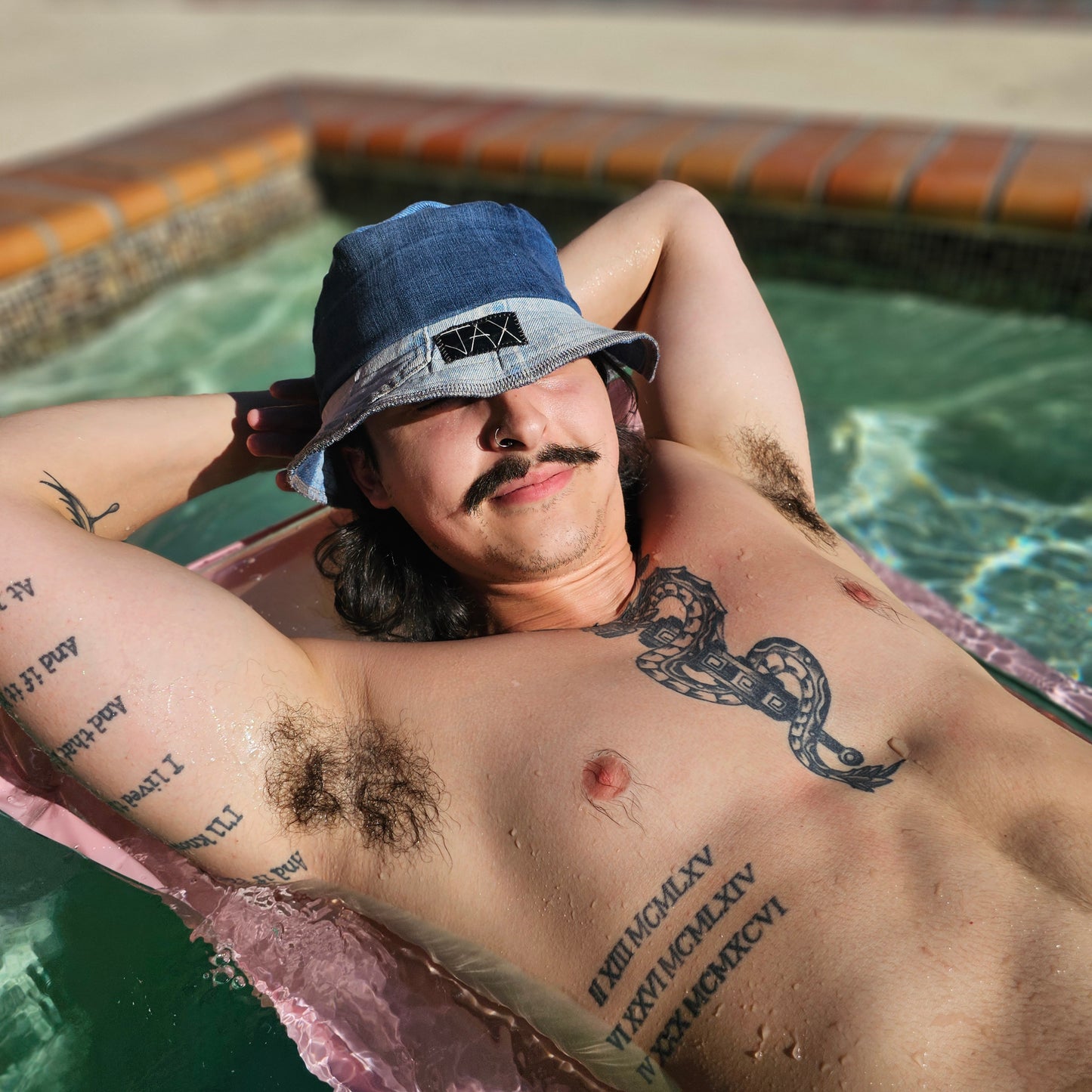 Upcycled Denim turned into an Adult bucket reversible