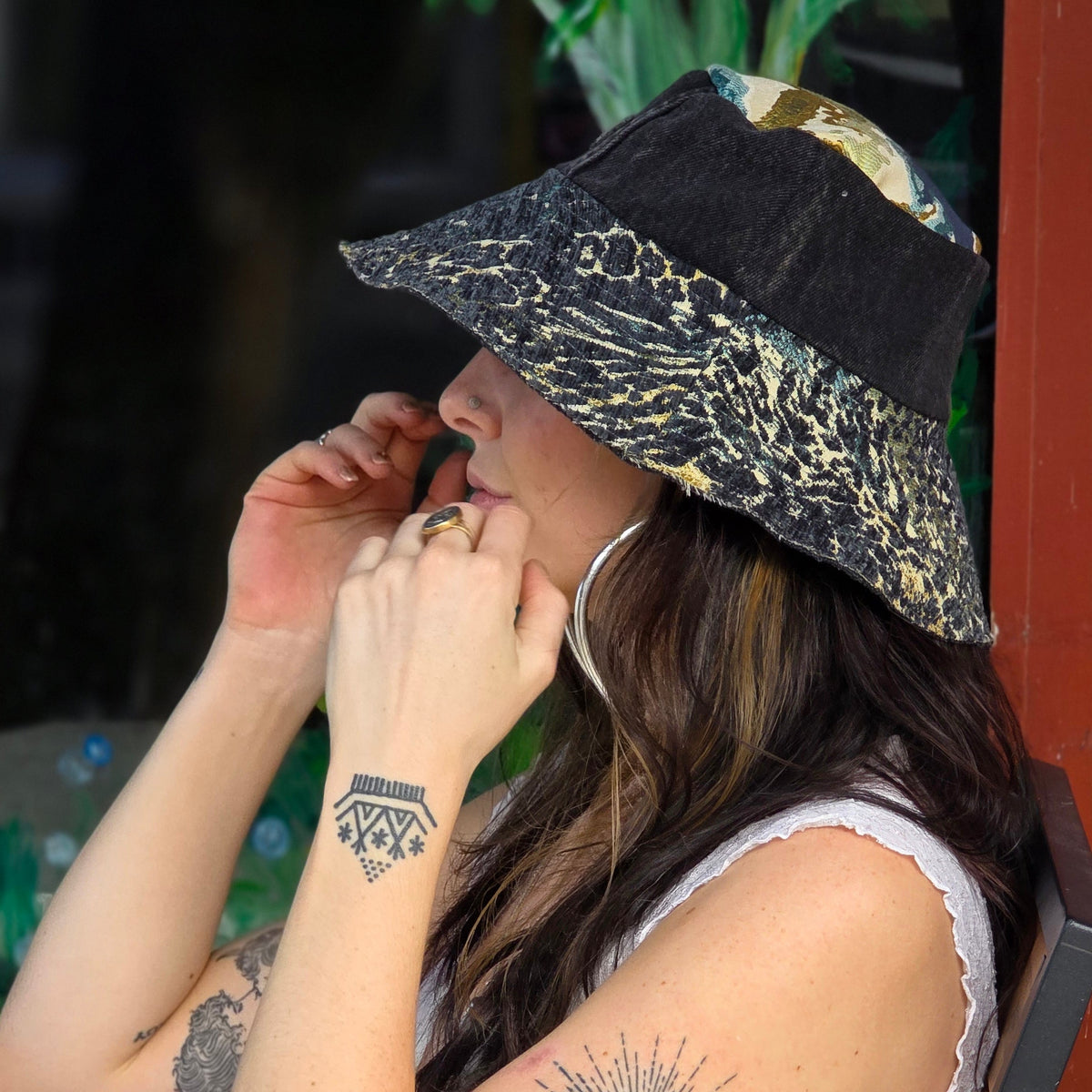 Upcycled Summer Dark Cheetah Sun Hat