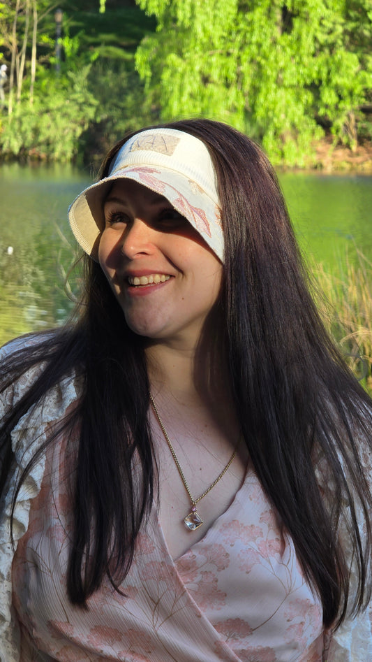 Khaki with Vintage pink Lace reversible Visor