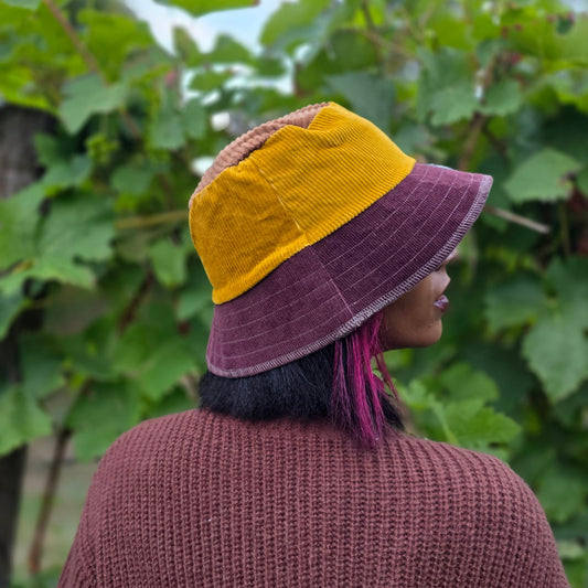 Upcycled Corduroy Pants and Jackets Reversible Bucket