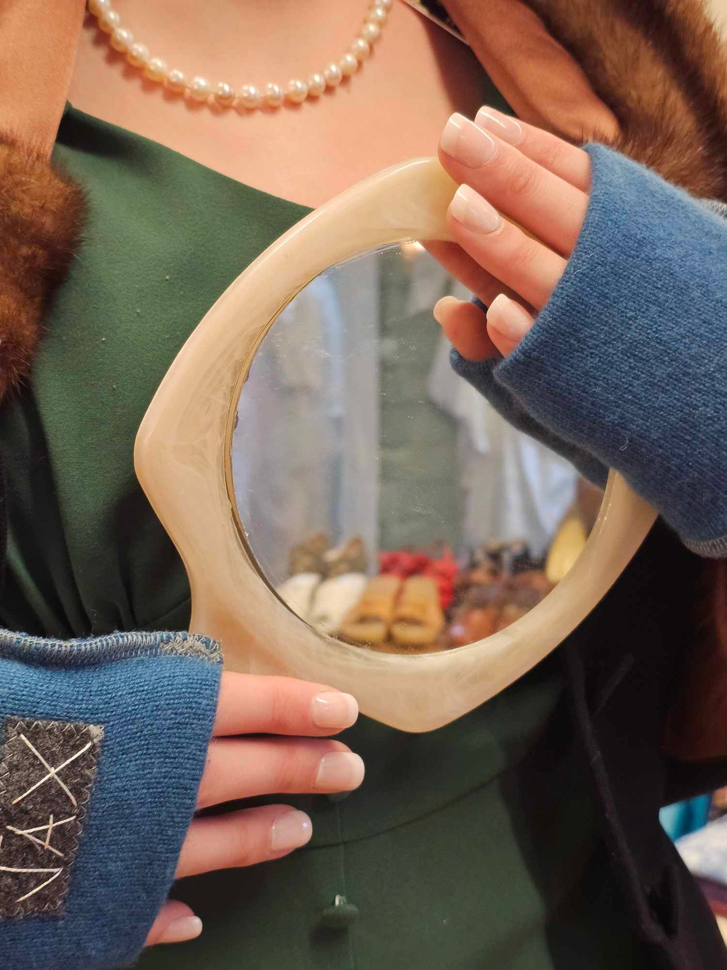 Soft Cashmere Teal base Jax fingerless gloves