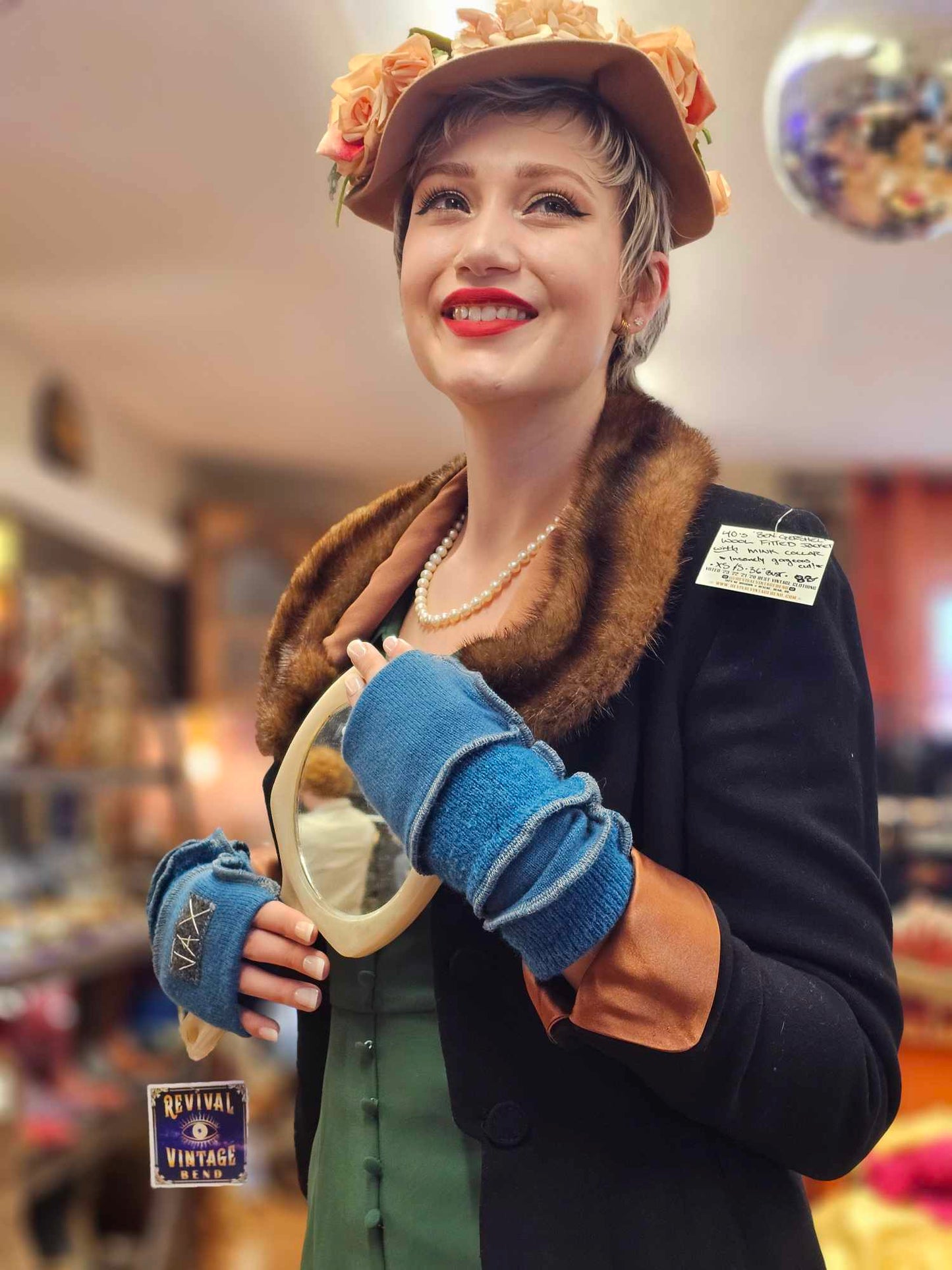 Soft Cashmere Teal base Jax fingerless gloves