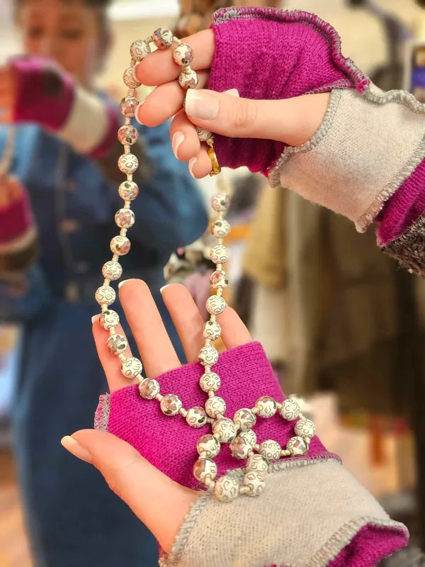 Soft Cash-mere Fuchsia base Jax fingerless gloves