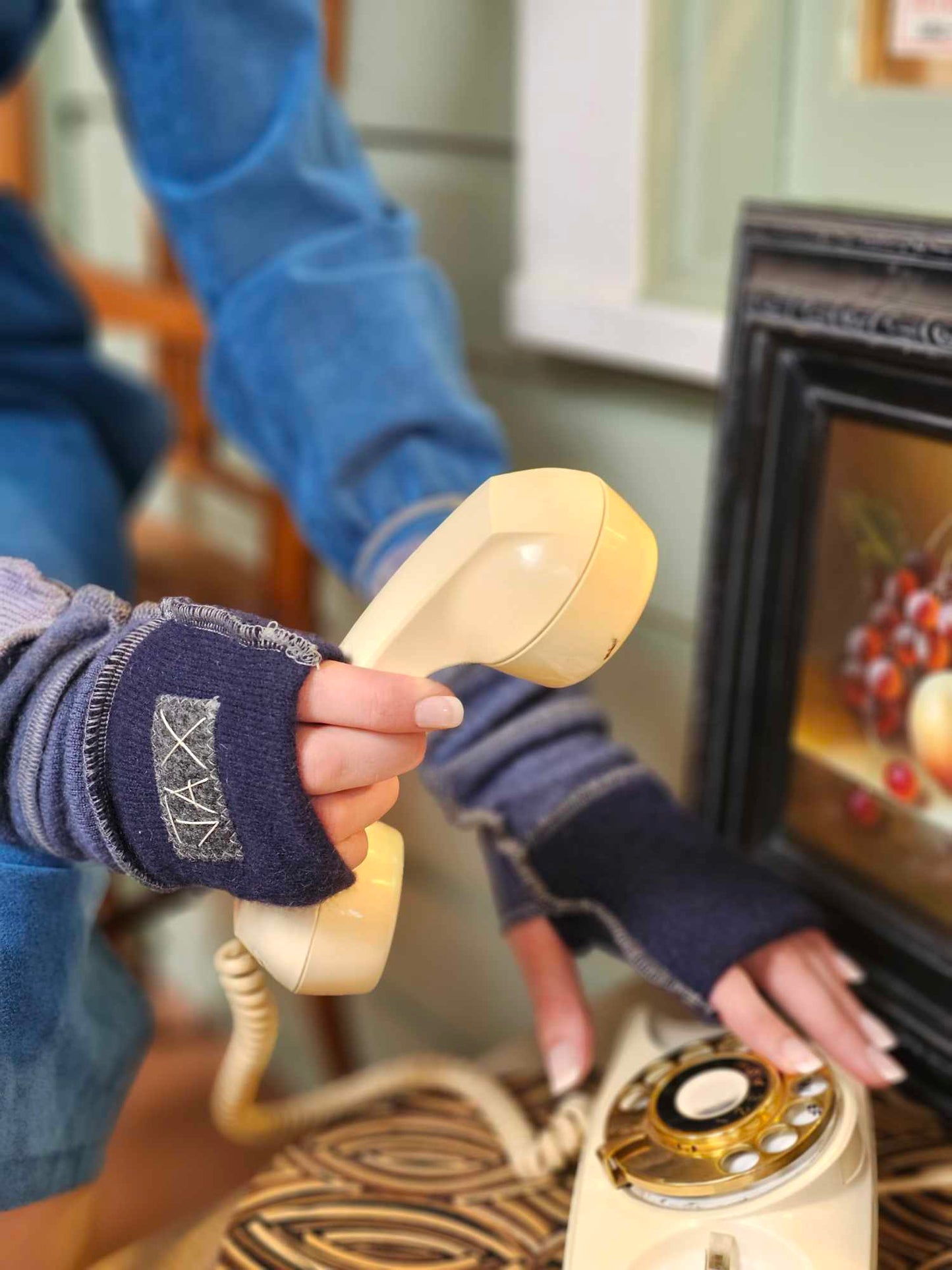 Soft Cashmere Blue mix Jax fingerless gloves