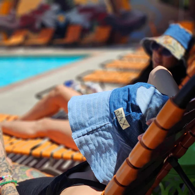 Upcycled print linen and denim JAX Sun hat
