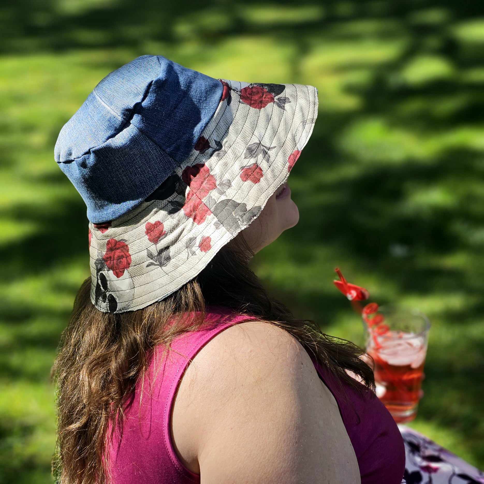 Upcycled Sun hat made with dead stock canvas and Denim. Made in Bend Oregon by Jax Upcycled. jaxhats