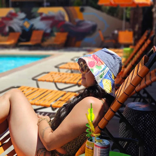 Upcycled print Cotton canvas and denim JAX Sun hat