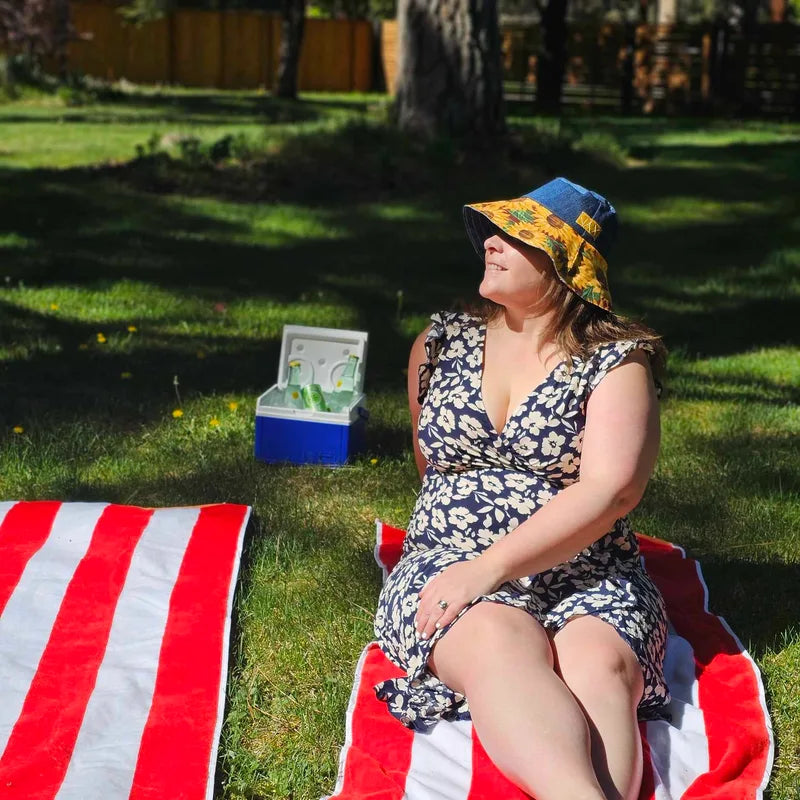 Upcycled print Canvas Sunflower JAX Sun hat