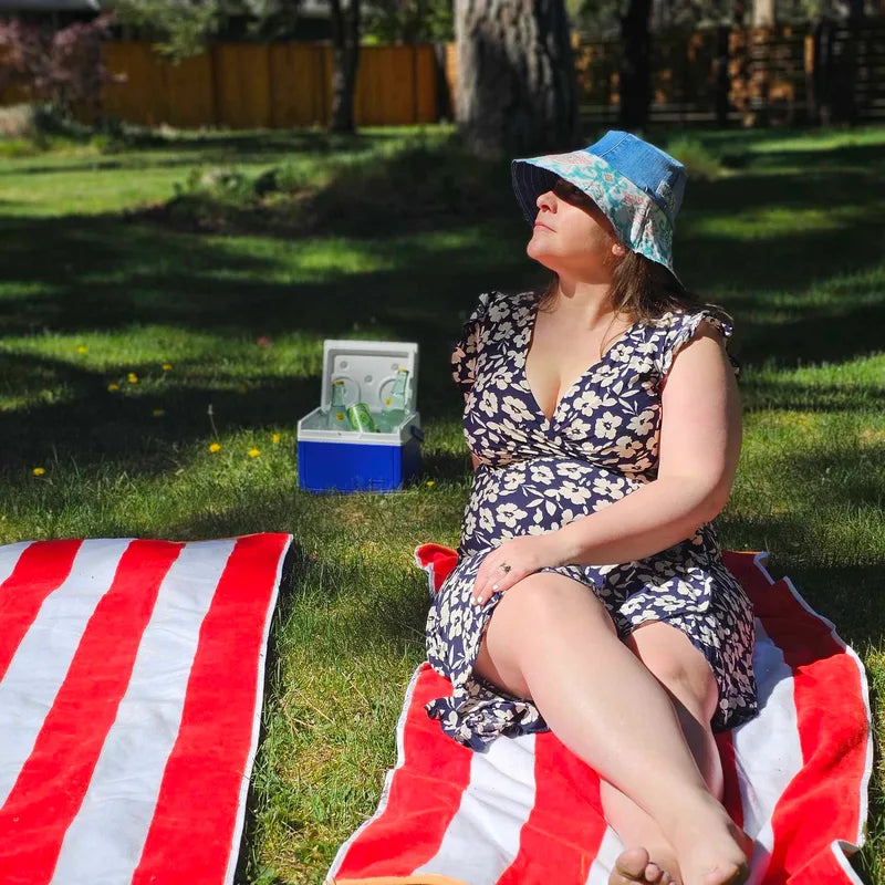 Upcycled Sun hat made with dead stock canvas and Denim. Made in Bend Oregon by Jax Upcycled. jaxhats