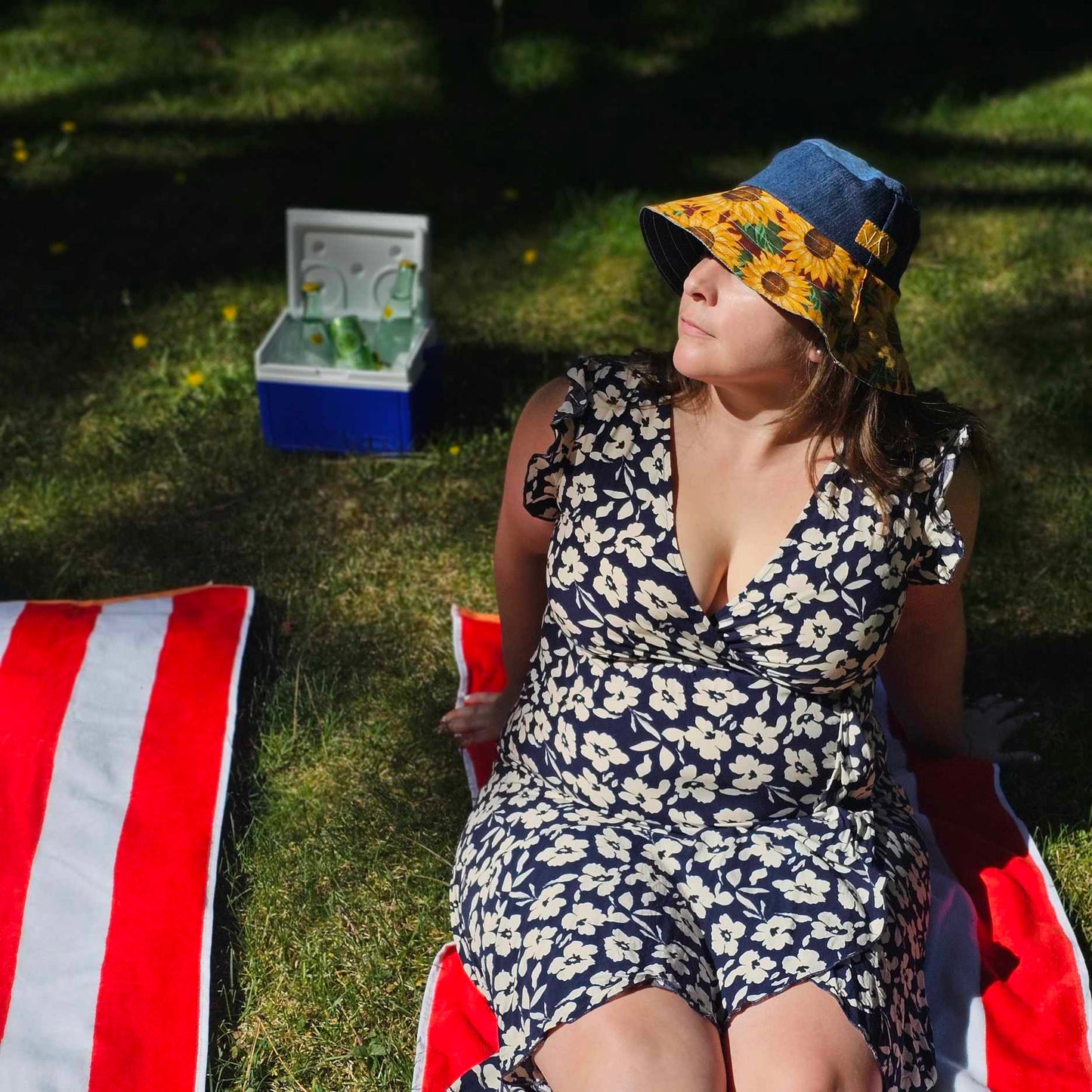 Upcycled print Canvas Sunflower JAX Sun hat