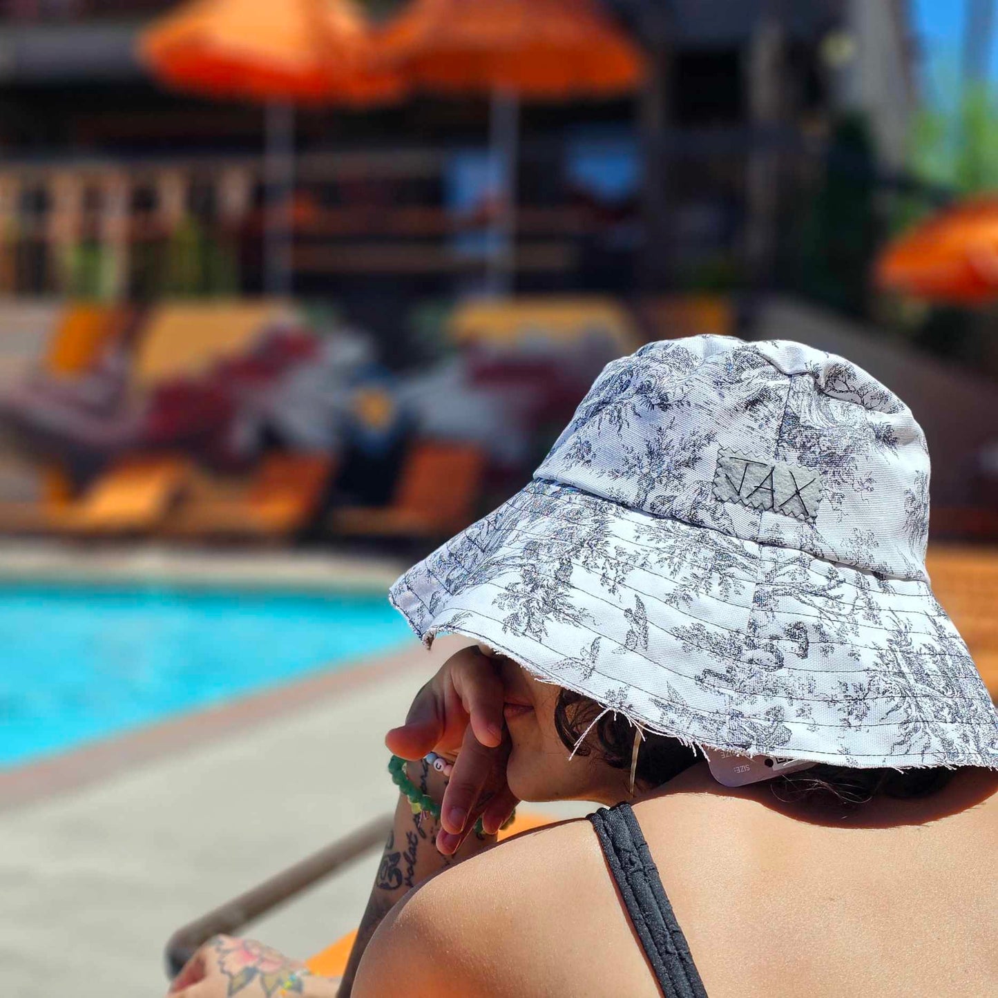 Upcycled print Canvas Sepia Vintage vibe JAX Sun hat