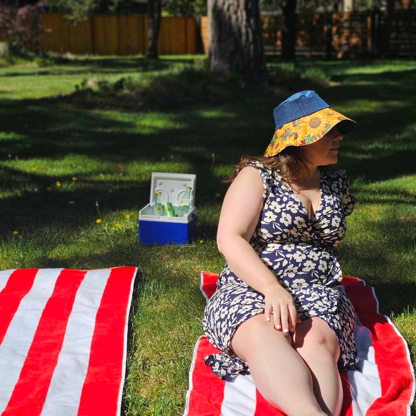 Upcycled print Canvas Sunflower JAX Sun hat