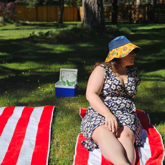 Upcycled print Canvas Sunflower JAX Sun hat
