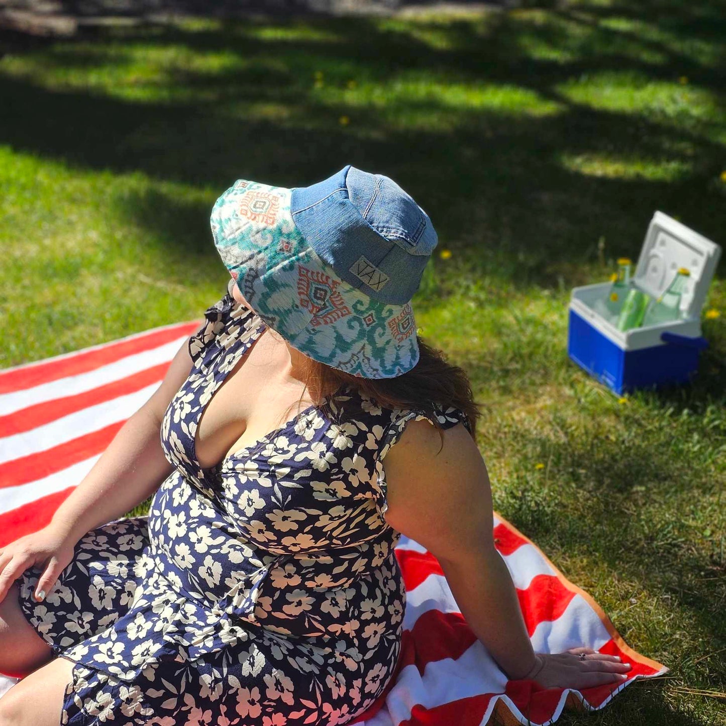 Upcycled Sun hat made with dead stock canvas and Denim. Made in Bend Oregon by Jax Upcycled. jaxhats