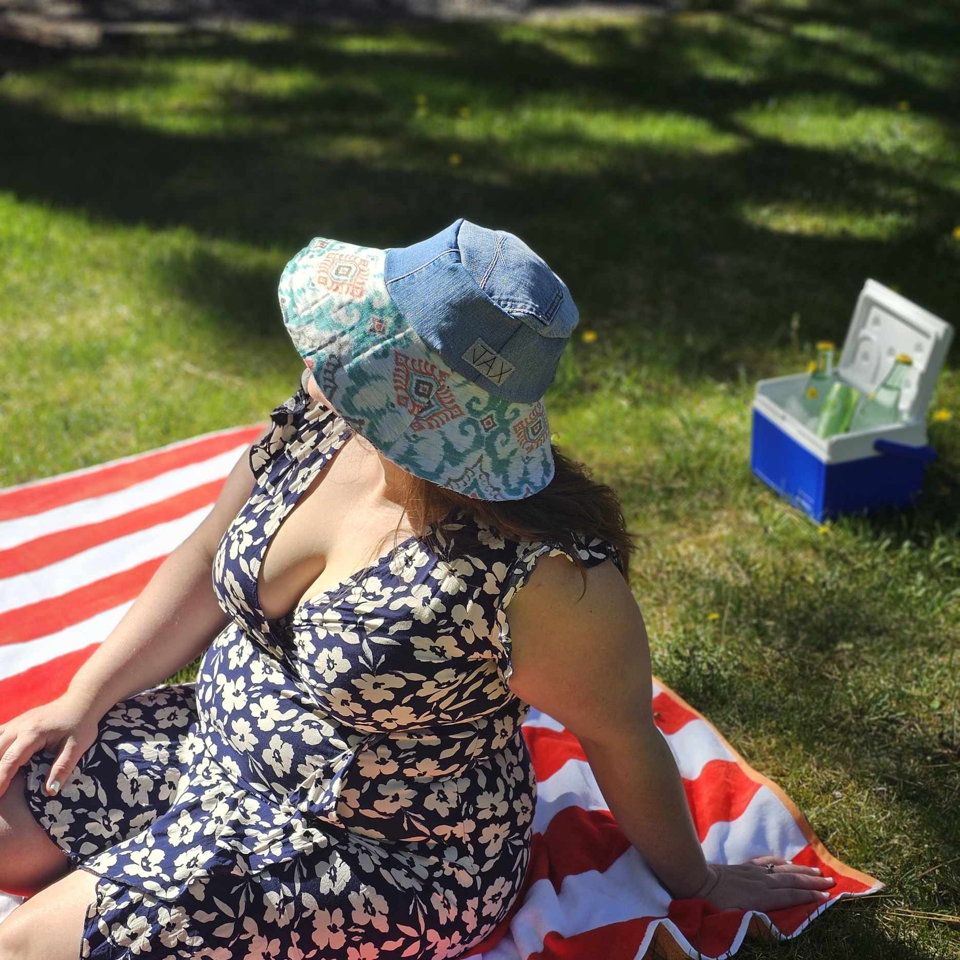 Upcycled Sun hat made with dead stock canvas and Denim. Made in Bend Oregon by Jax Upcycled. jaxhats