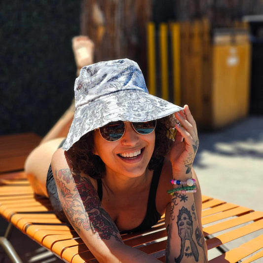 Upcycled print Canvas Sepia Vintage vibe JAX Sun hat