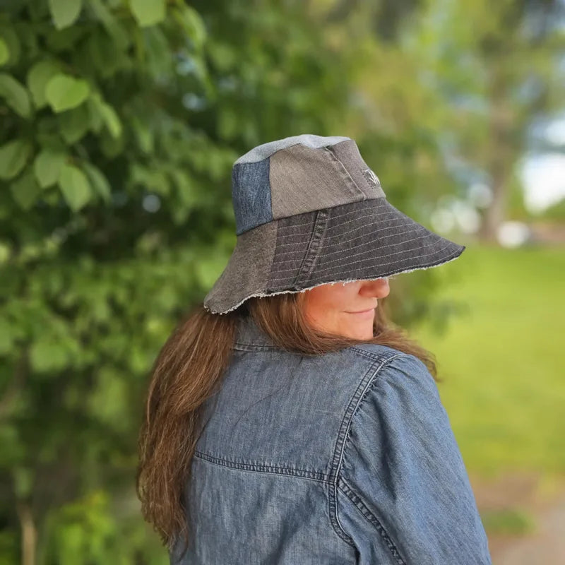 Upcycled mix Denim Sun Hat