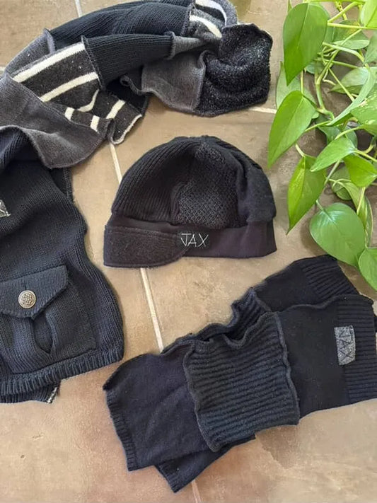 Solid Black Upcycled sweater JAX Legwarmer