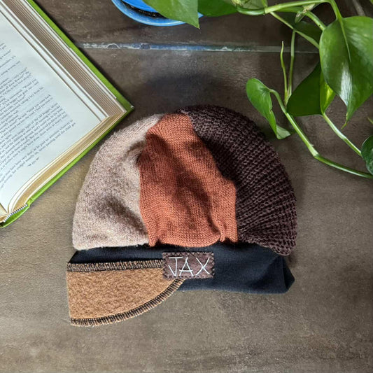 Fall tone Upcycled Sweater Newsboy Beanie