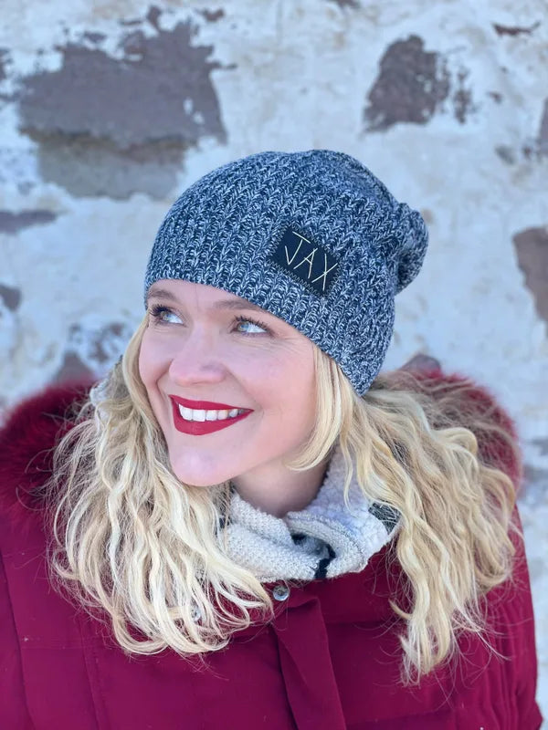 Black Speckled JAX Upcycled Slouchie Beanie