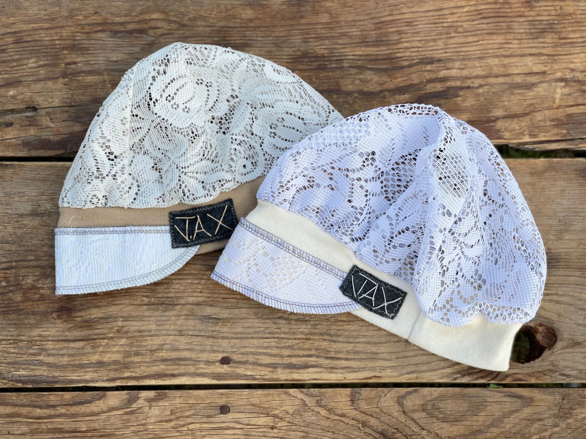 Lace flapper hat on wooden table