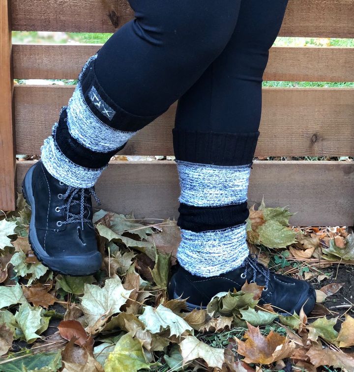 Heathered Grey with Black Upcycled Sweater Legwarmers