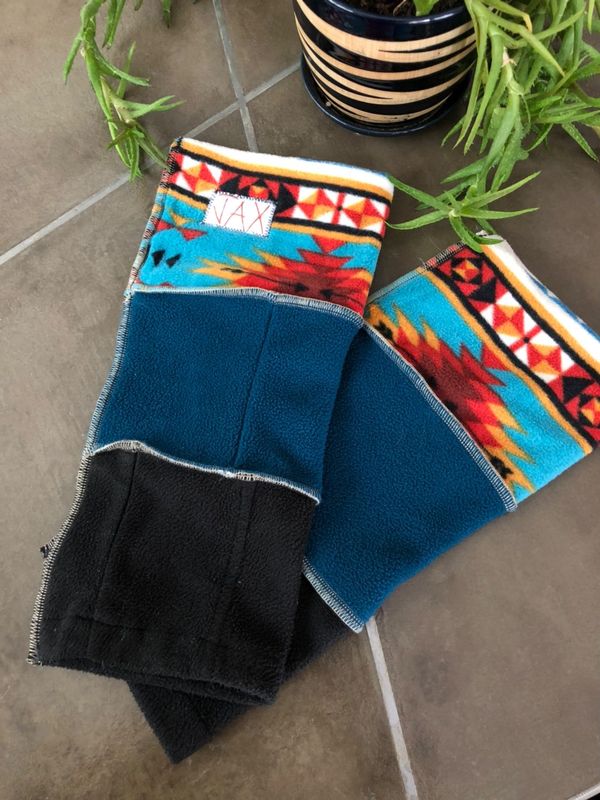 Fleece Teal Black SouthWest JAX Legwarmers