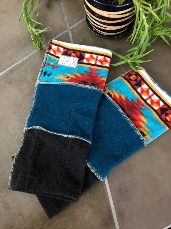 Fleece Teal Black SouthWest JAX Legwarmers