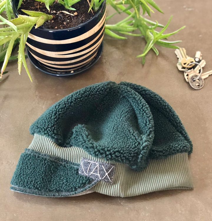 Upcycled Fleece jacket Green Sherpa JAX flapper