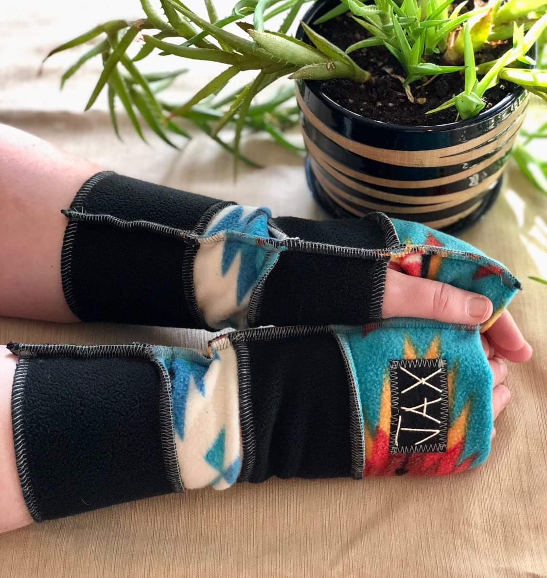 South West Teal Black JAX fingerless gloves