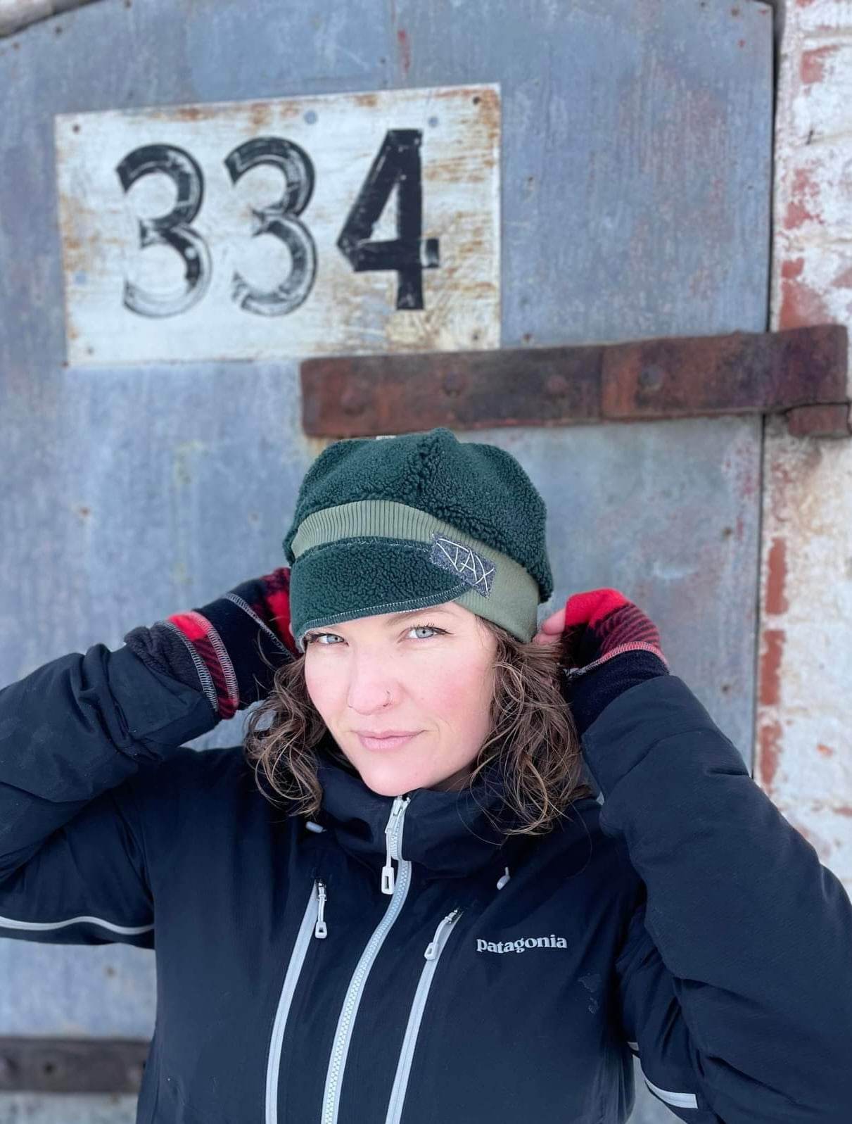 Upcycled Fleece jacket Green Sherpa JAX flapper