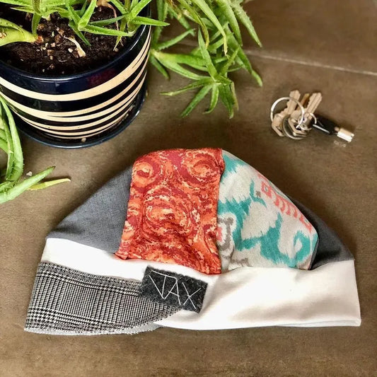 Spring orange fun-cicle upcycled Newsboy cap