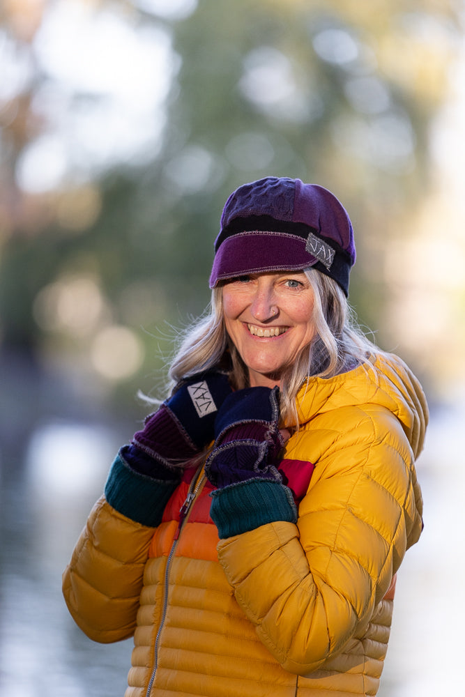 Upcycled Fall mix Jewel tone sweaters Fingerless texting gloves