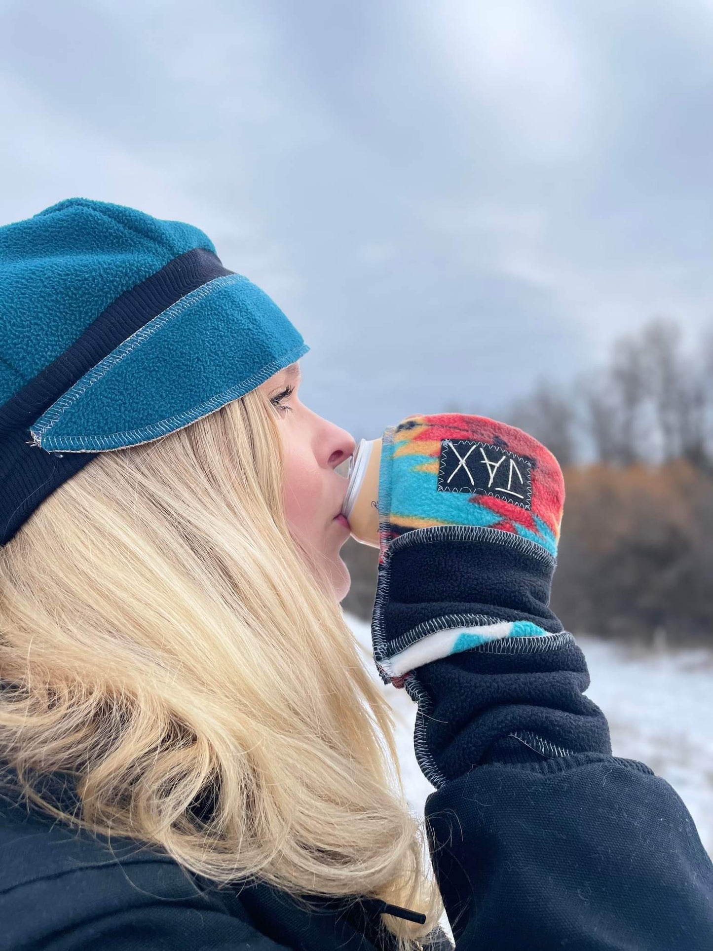 South West Teal Black JAX fingerless gloves