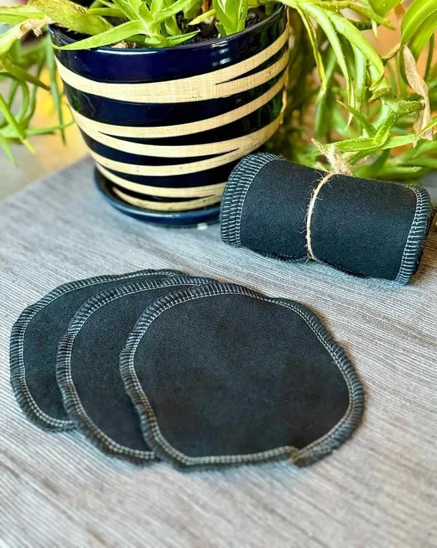 Solid Black Washable facial wipes 20 pack
