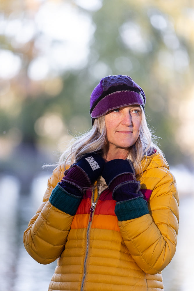 Upcycled Fall mix Jewel tone sweaters Fingerless texting gloves