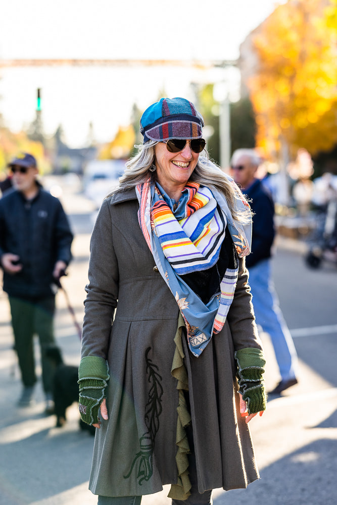 Upcycled Mix Fall wool flannel midweight Newsboy cap