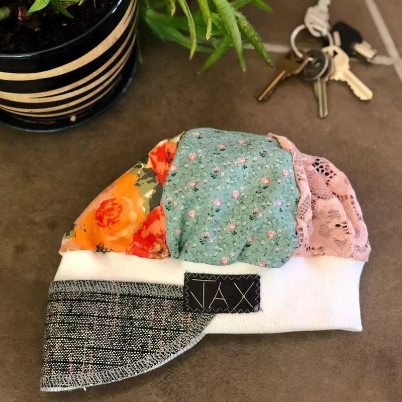 Summer rose upcycled Newsboy cap