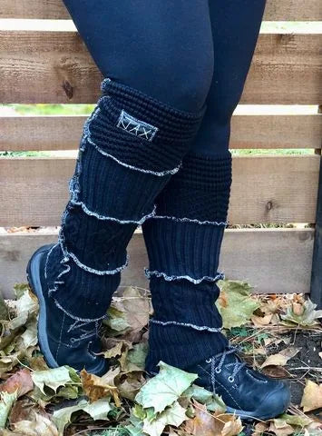 Solid Black Upcycled sweater JAX Legwarmer