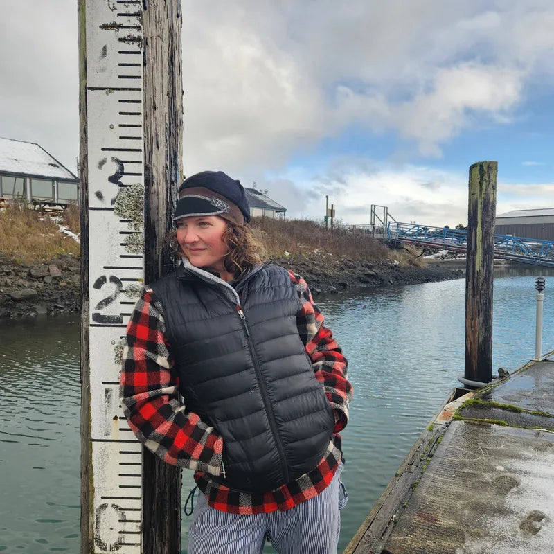 Upcycled Black sweater and brown Newsboy cap