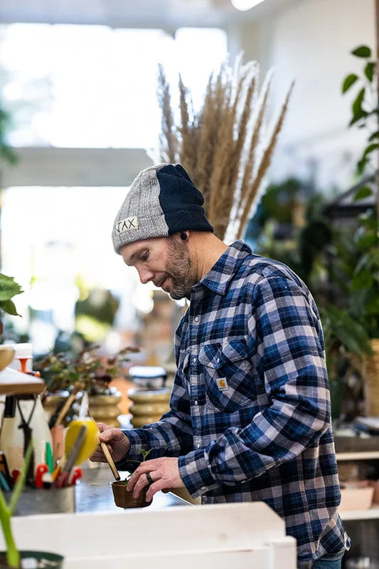 Grey front Black back thick JAX Slouchie Beanie