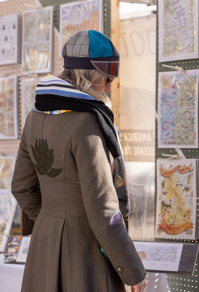 Upcycled Mix Fall wool flannel midweight Newsboy cap