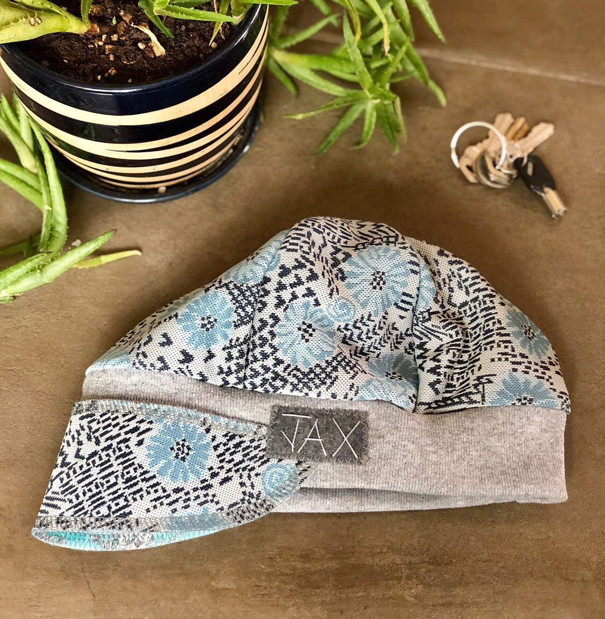 Retro blue daisy pants upcycled hat onesize