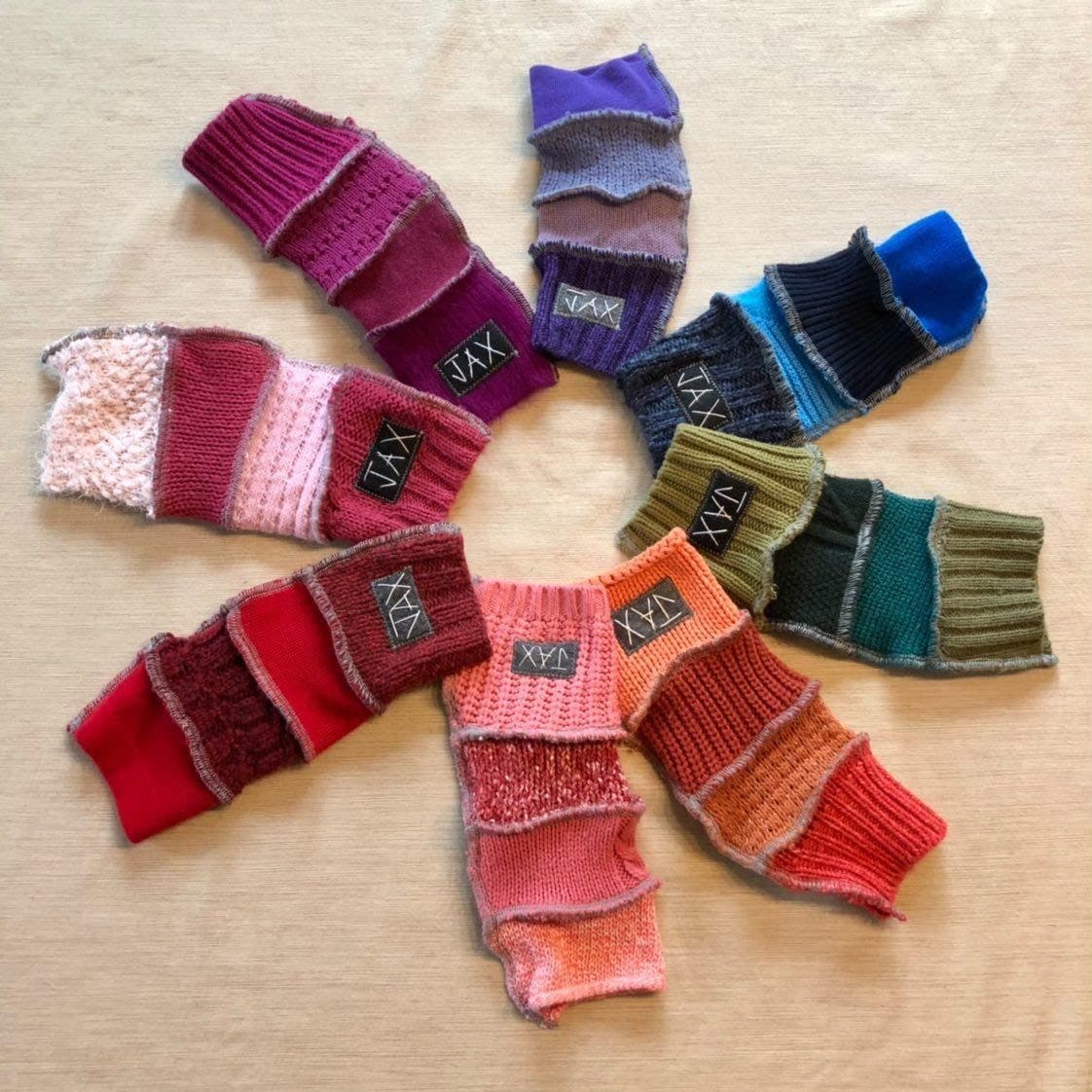 Upcycled mixed blues Jax texting gloves