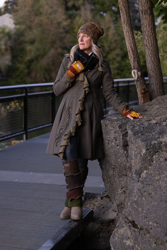 Upcycled sweaters Green, Rust & brown Fall JAX Legwarmer
