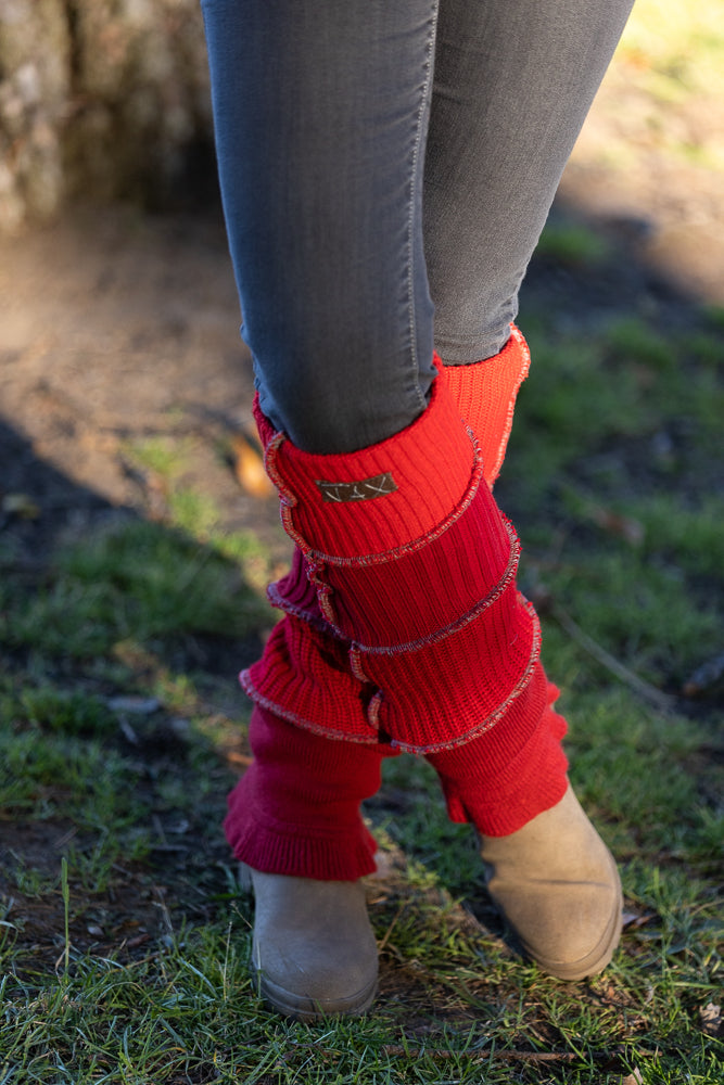Upcycled sweater Red Mix Fall JAX Legwarmer