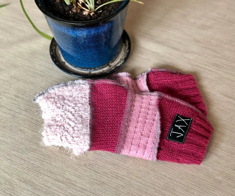 Upcycled PINK mix Jax texting gloves