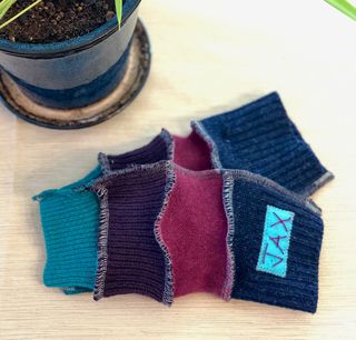 Upcycled Fall mix Jewel tone sweaters Fingerless texting gloves