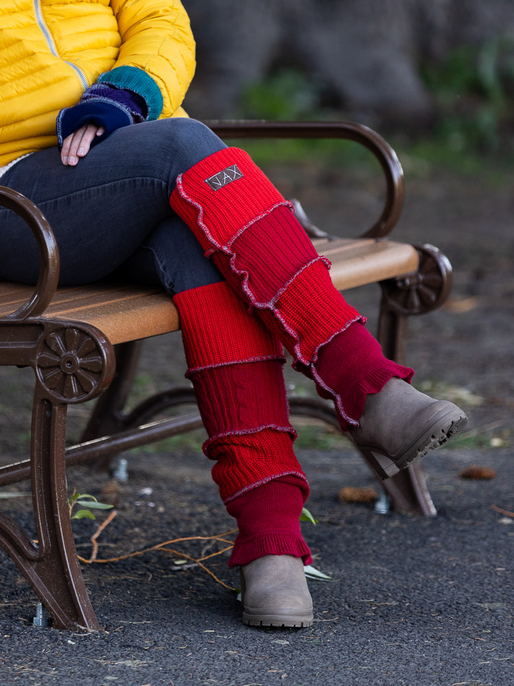 Upcycled sweater Red Mix Fall JAX Legwarmer