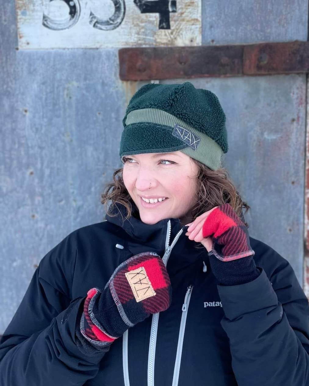 Upcycled Fleece jacket Green Sherpa JAX flapper